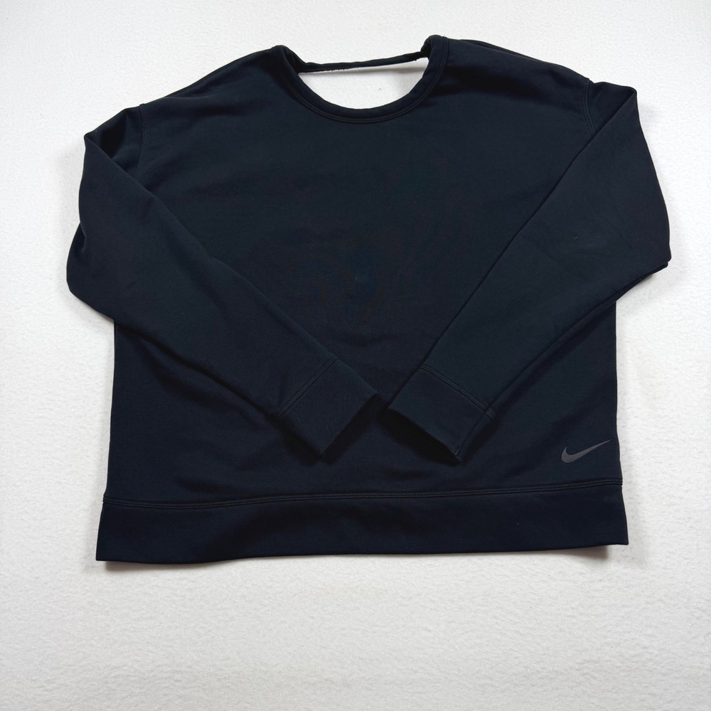 Nike Dri-FIT Womens Black Open Back Sweatshirt Pullover Size Medium Athletic